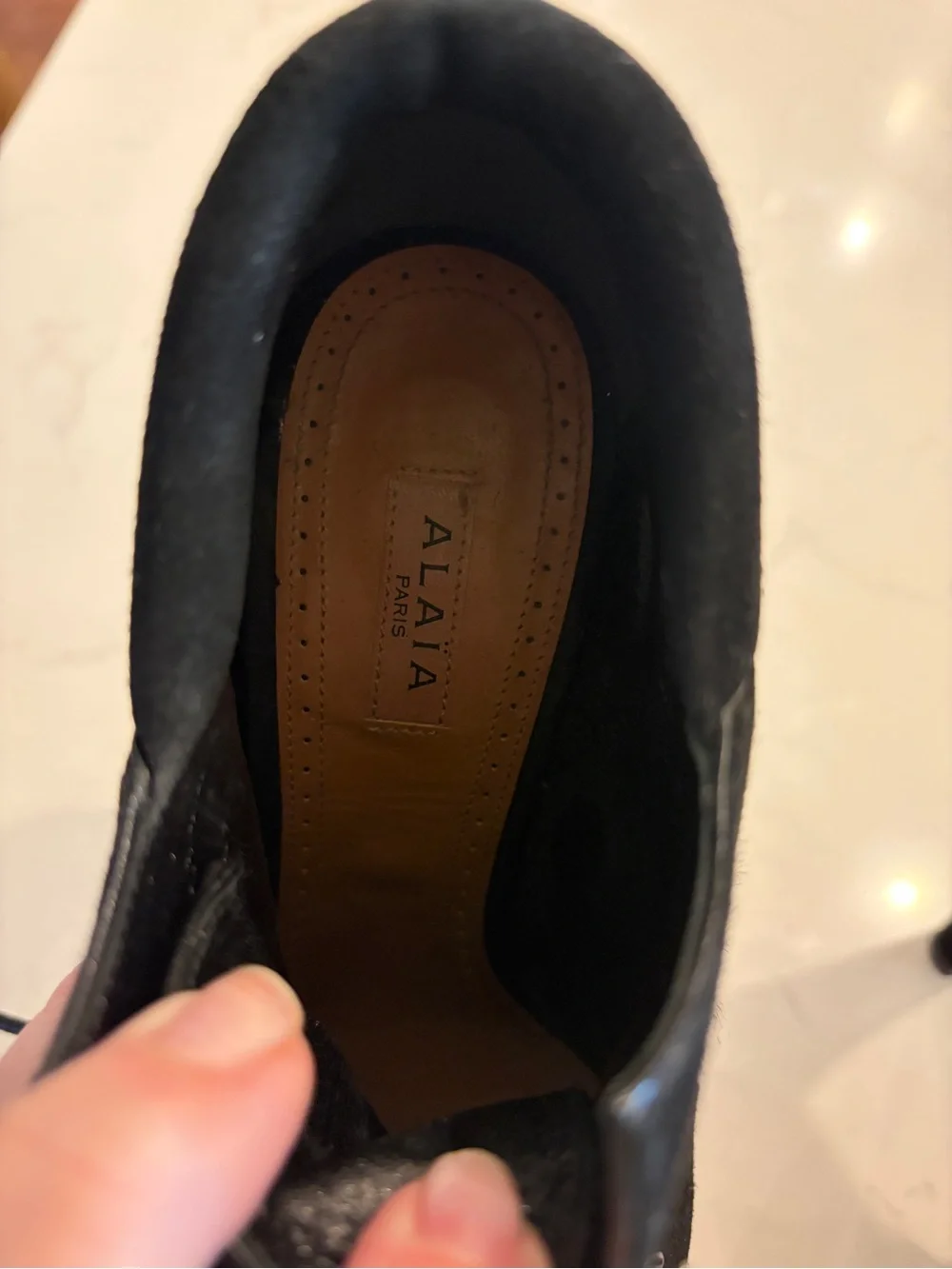 ALAIA Black/White Leopard Print Calf Hair And Suede High Heeled Platform Shoes